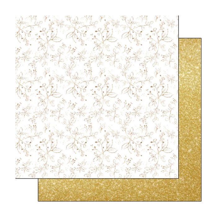 Scrapbook Customs Gold Flowers / Glitter DS Paper 12x12