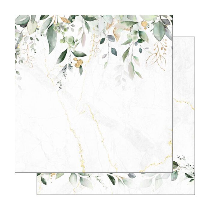 Scrapbook Customs Gold Marble & Eucalyptus Borders DS Paper 12x12