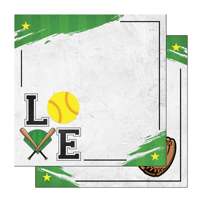 Softball Love DS - Double-Sided Paper 12 x 12.