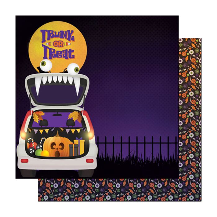Scrapbook Customs Trunk or Treat Halloween DS Paper Double-Sided Paper 12 x 12