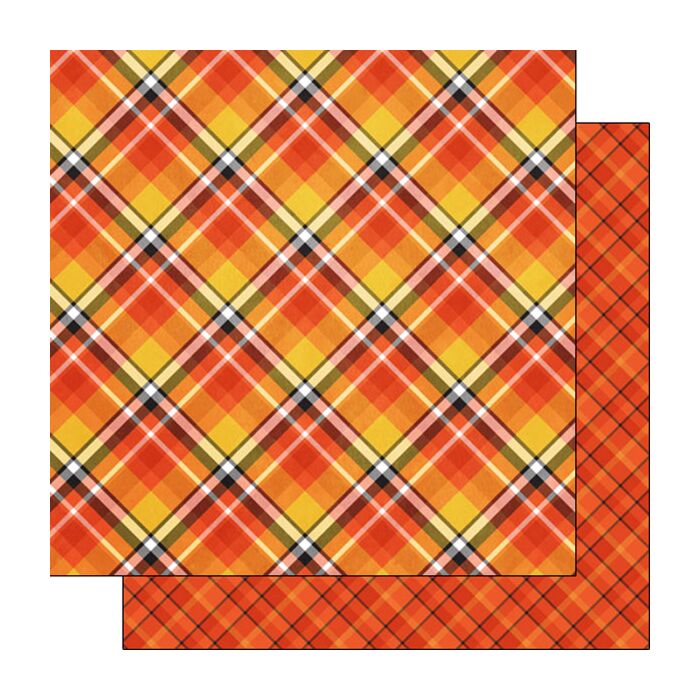 Scrapbook Customs Pumpkins Plaid DS Paper Double-Sided Paper 12 x 12