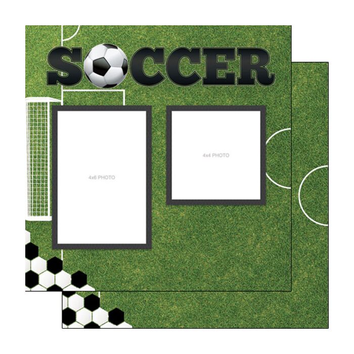 Scrapbook Customs Soccer Left Quick Page DS Paper Double-Sided Paper 12 x 12