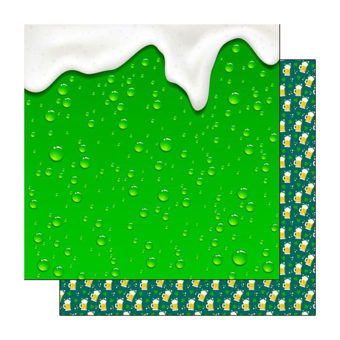 Scrapbook Customs St. Patrick's Green Beer Paper Double-Sided Paper 12 x 12