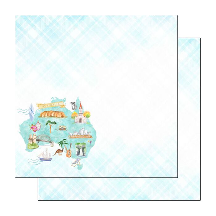 Scrapbook Customs Australia Map Icons DS Paper Double-Sided Paper 12 x 12