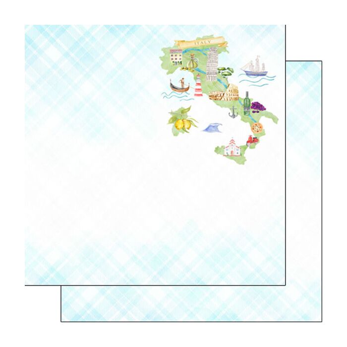 Preorder Scrapbook Customs Italy Map Icons DS Paper