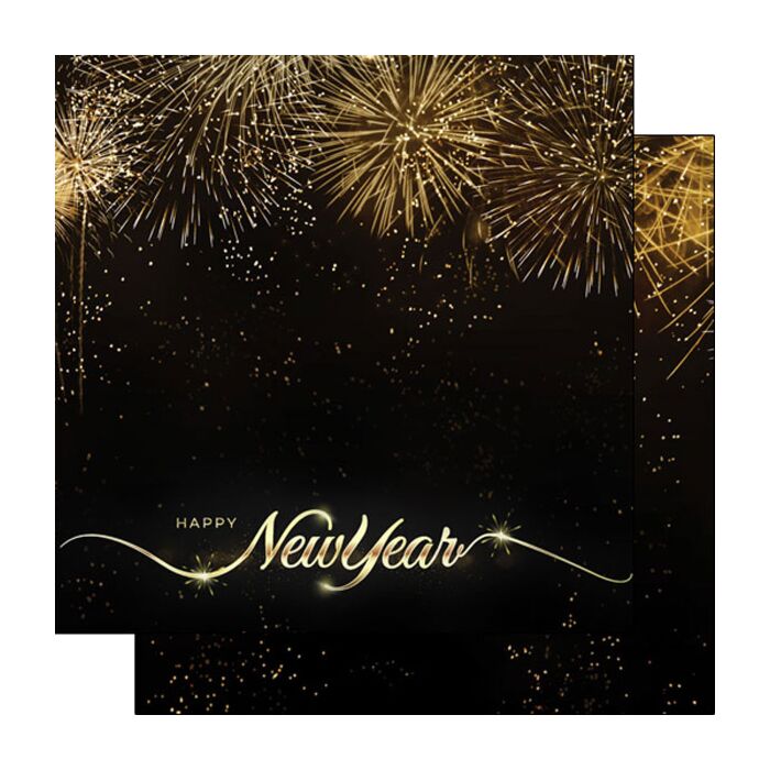 Scrapbook Customs New Year Gold Fireworks DS Paper 12x12