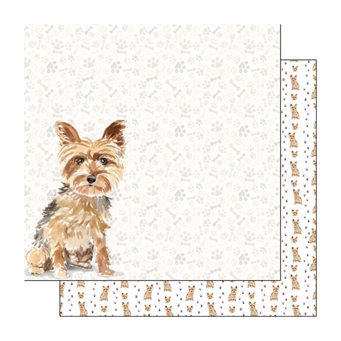 Scrapbook Customs Yorkshire Terrier Watercolor DS Paper 12x12