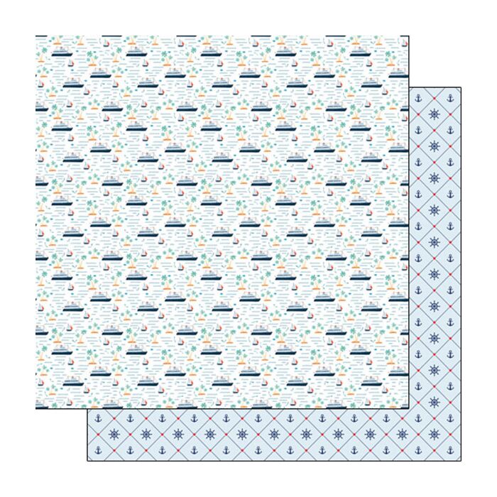 Preorder Scrapbook Customs Cruise Ship / Anchor Pattern DS Paper