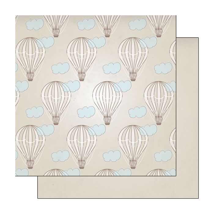Scrapbook Customs Hot Air Balloons Tan DS Paper 12x12