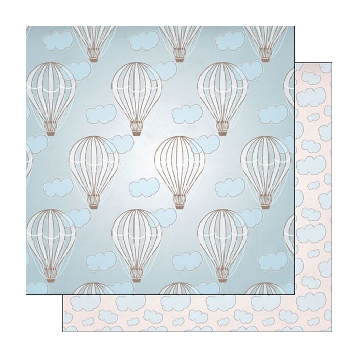 Scrapbook Customs Hot Air Balloons Blue DS Paper 12x12