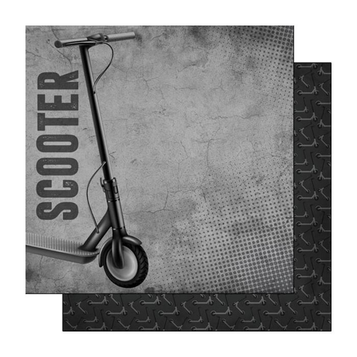 Scrapbook Customs Scooter Grunge Paper 12x12