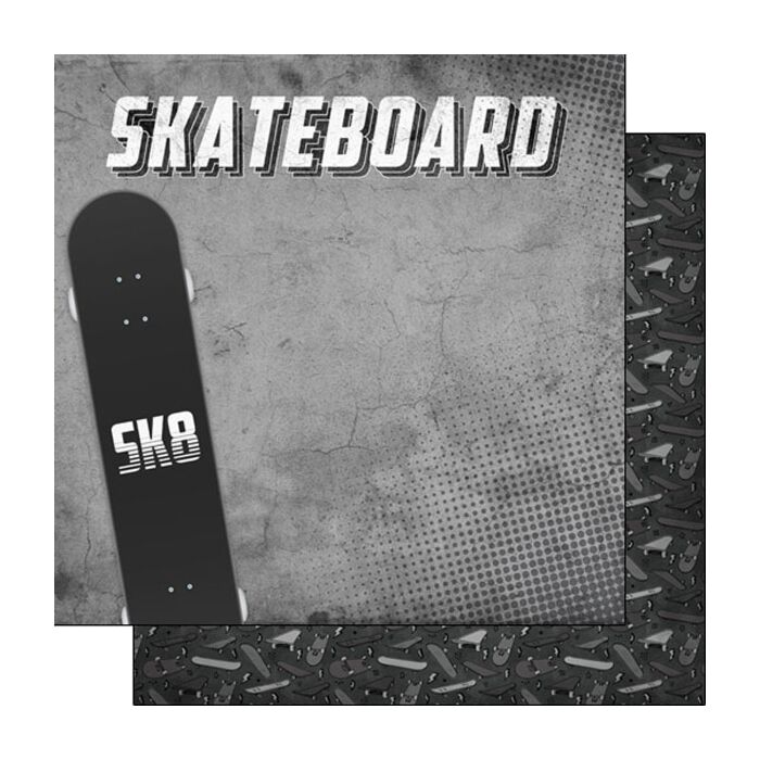 Scrapbook Customs Skateboard Grunge Paper 12x12