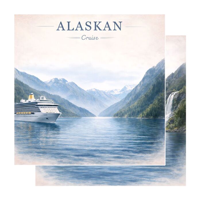 Preorder Scrapbook Customs Alaskan Watercolor Cruise Ship DS Paper