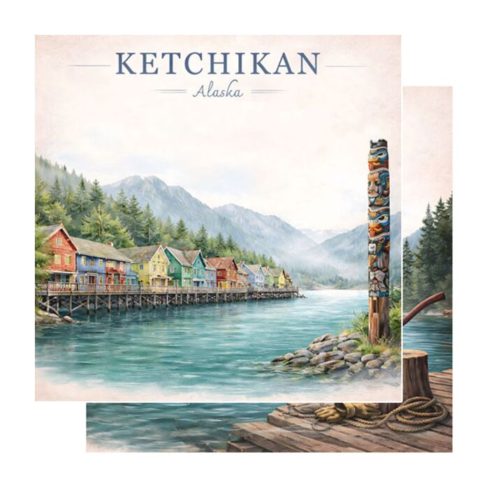 Preorder Scrapbook Customs Ketchikan - Watercolor Port DS Paper