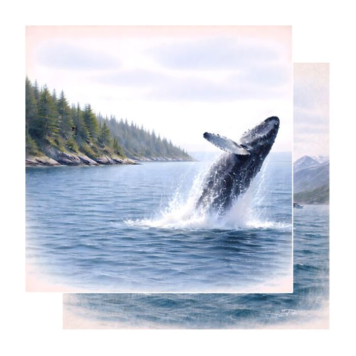 Preorder Scrapbook Customs Alaska Watercolor Whale Watching Paper