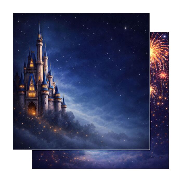Preorder Scrapbook Customs Whimsical Night Castle & Fireworks DS Paper
