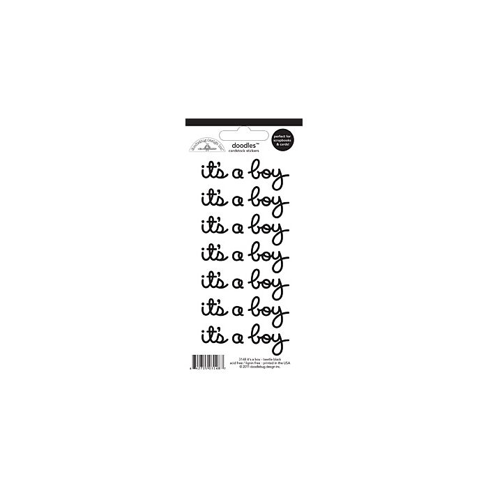 Doodlebug Designs - Doodles cardstock stickers - It's a Boy (Beetle Black)