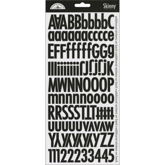 Doodlebug Skinny Cardstock Alpha Stickers 6"X13" 2/Pkg-Beetle Black