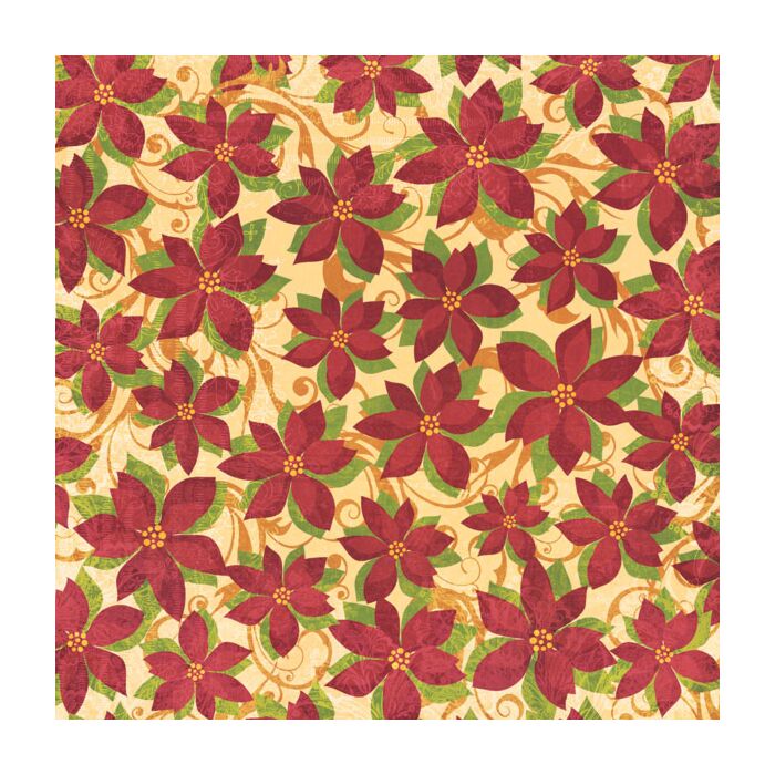 Scrapbook Customs - Single Sided Paper 12 x 12 - Christmas Poinsettia