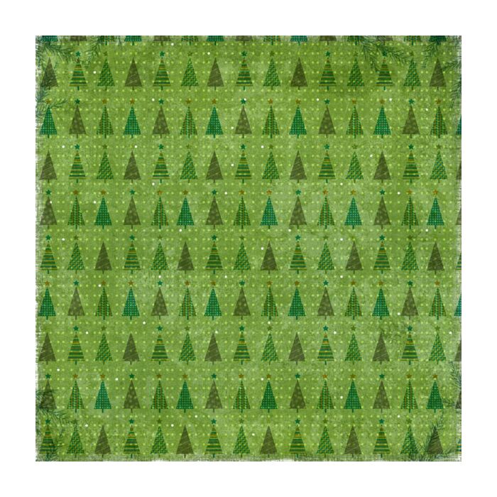 Scrapbook Customs - Single Sided Paper 12 x 12 - Mini Christmas Trees