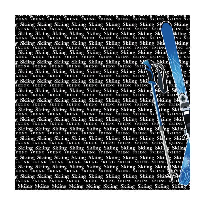 Scrapbook Customs - Single Sided Paper 12 x 12 - Skiing Go Big Left