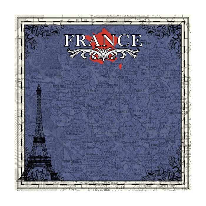 Scrapbook Customs France - Sightseeing Paper 12x12
