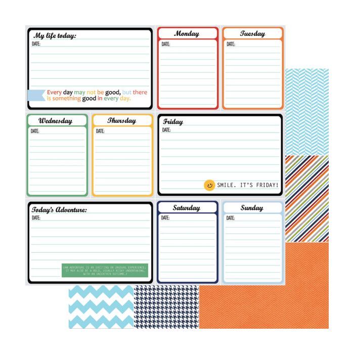 Scrapbook Customs - Double Sided Paper 12 x 12 - Weekly Journal