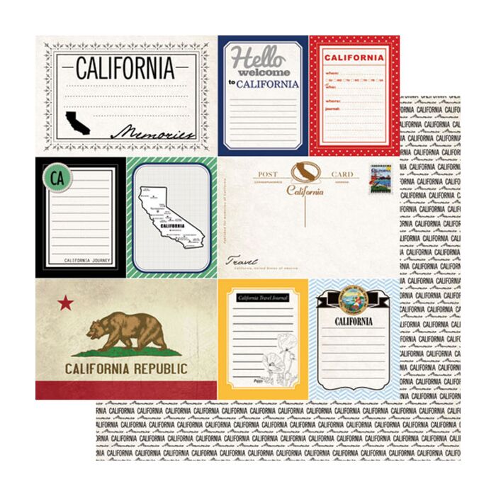 Scrapbook Customs - California - DS Vintage Journal Double-Sided Paper 12 x 12