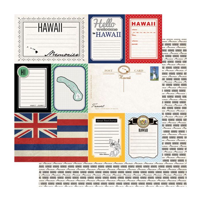 Scrapbook Customs - Double Sided Paper 12 x 12 - Hawaii - DS Vintage Journal