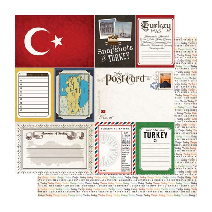 Scrapbook Customs Turkey - DS Journal Paper Double-Sided Paper 12 x 12