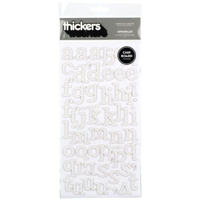 Thickers Chipboard Glitter Stickers 2/Pkg-Sprinkles - White