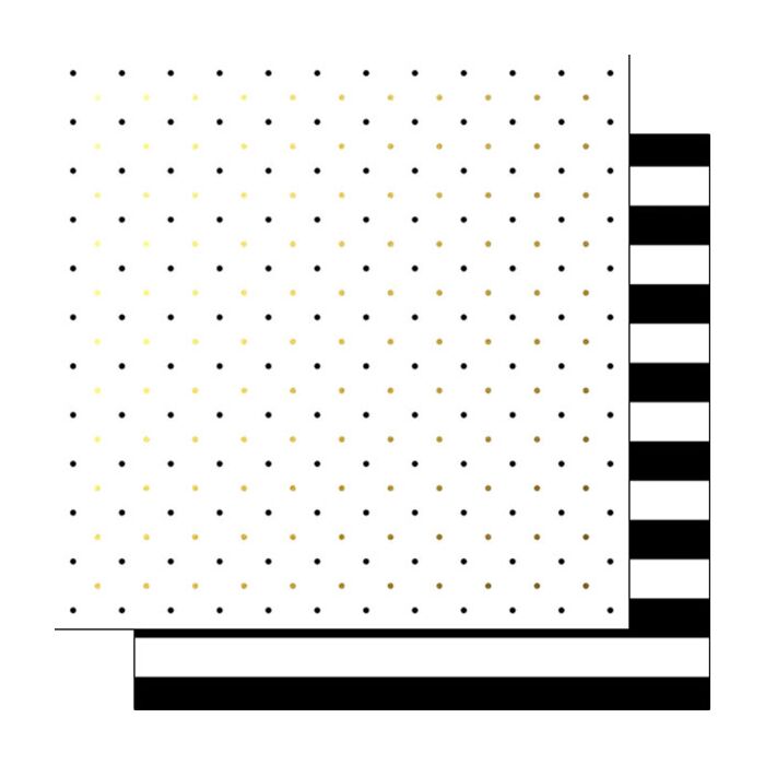 B&W Stripes & Faux Foil Dots DS (Double-Sided Paper 12 x 12)
