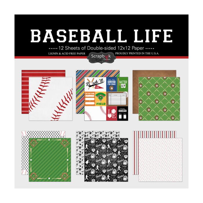 Scrapbook Customs - Baseball Life Paper Set (2ea of 6) 12 x 12