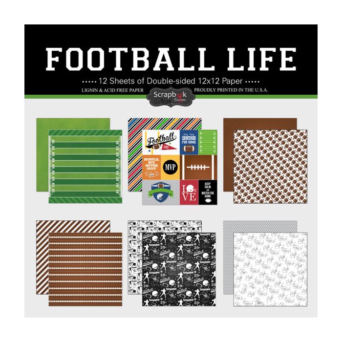 Scrapbook Customs - Football Life Paper Set (2ea of 6) 12 x 12