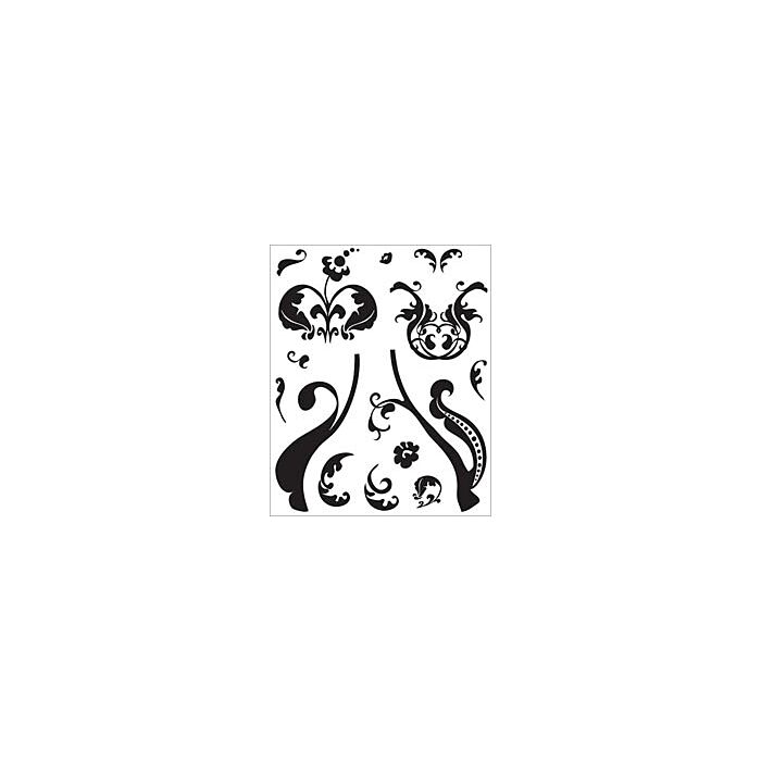 Basic Grey Eva Bitsy clear stamp Aura ornate flourishes