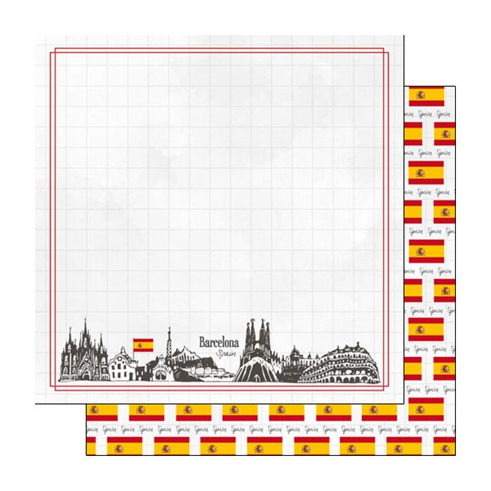 Preorder Scrapbook Customs Barcelona Spain Adventure Border Paper