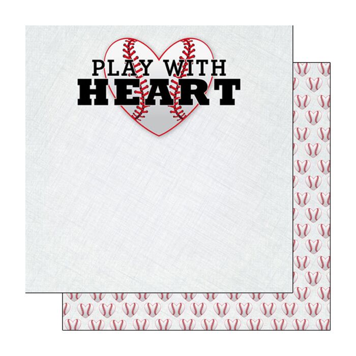 Scrapbook Customs - Double Sided Paper 12 x 12 - Baseball - Play with Heart