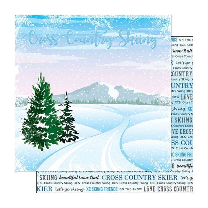 Scrapbook Customs - Double Sided Paper 12 x 12 - Cross Country Skiing Winter Adventure