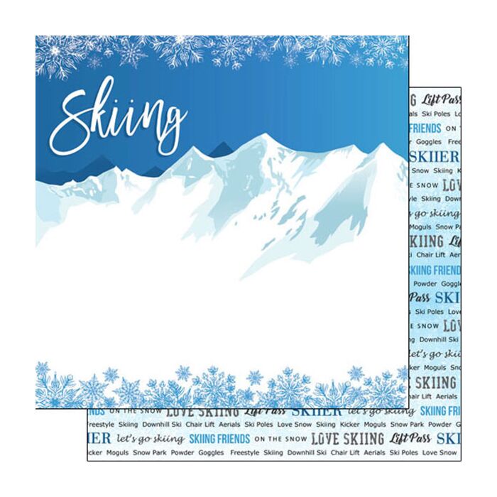 Scrapbook Customs - 12x12 Paper - Skiing Winter Adventure