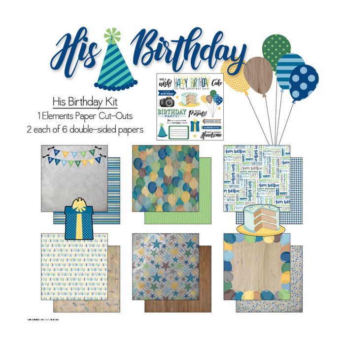 Preorder Scrapbook Customs His Birthday Paper Set