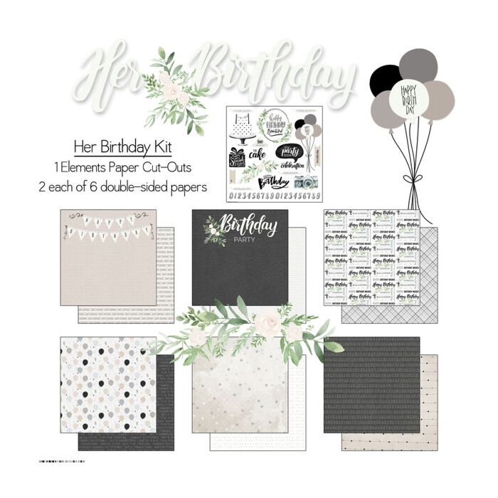 Scrapbook Customs - Her Birthday Paper Set Double-Sided Paper 12 x 12