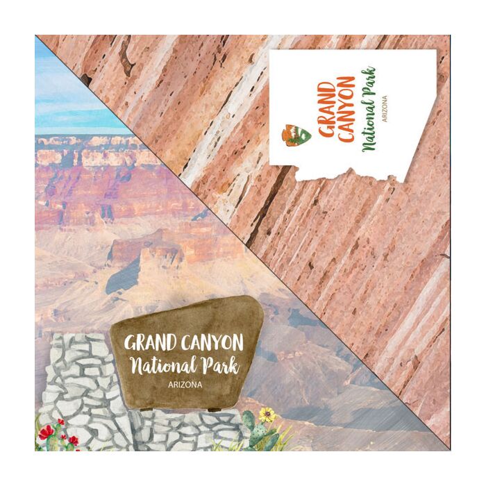Scrapbook Customs - Double Sided Paper 12 x 12 - Grand Canyon National Park Watercolor