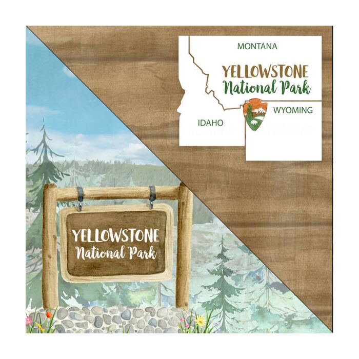 Scrapbook Customs Yellowstone National Park Watercolor Paper Double-Sided Paper 12 x 12