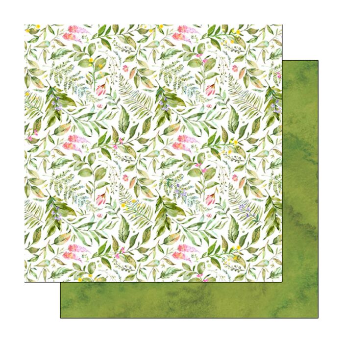 Scrapbook Customs - Double Sided Paper 12 x 12 - NPWC Comp. 6 - Wildflowers & Green WC