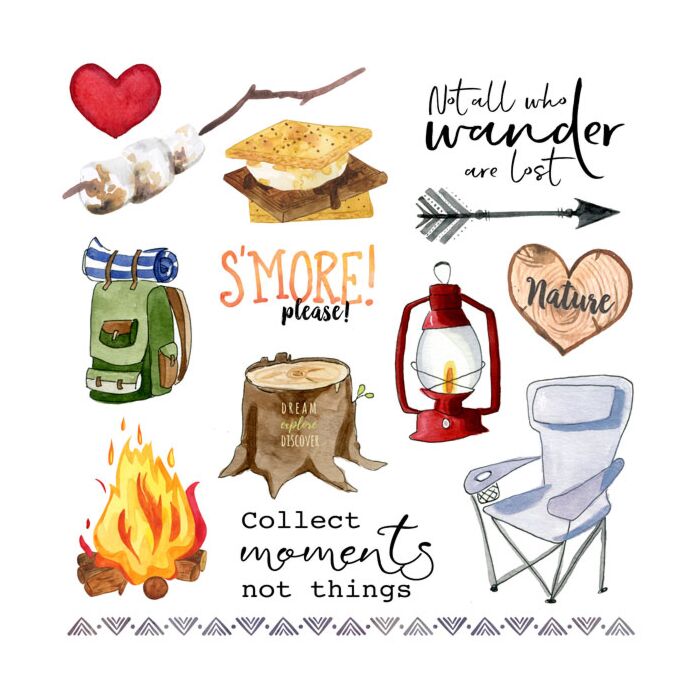 Scrapbook Customs - 12x12 Paper - NPWC Camping Things 1 Cut Out