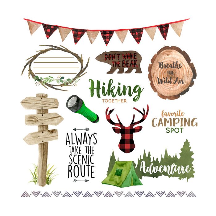 Scrapbook Customs - 12 x 12 Paper - NPWC Camping Things 2 Cut Out