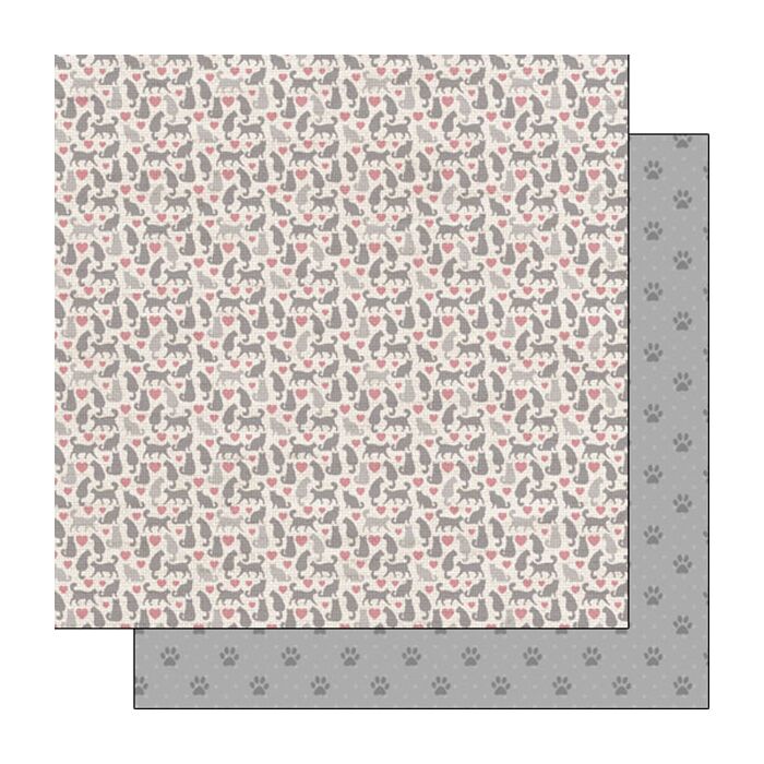 Scrapbook Customs Cats & Hearts - Paw Prints DS Paper 12x12