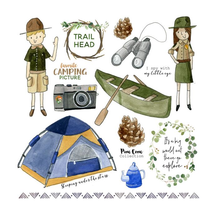 Scrapbook Customs - 12 x 12 Paper - NPWC Camping Things 3 Cut Out