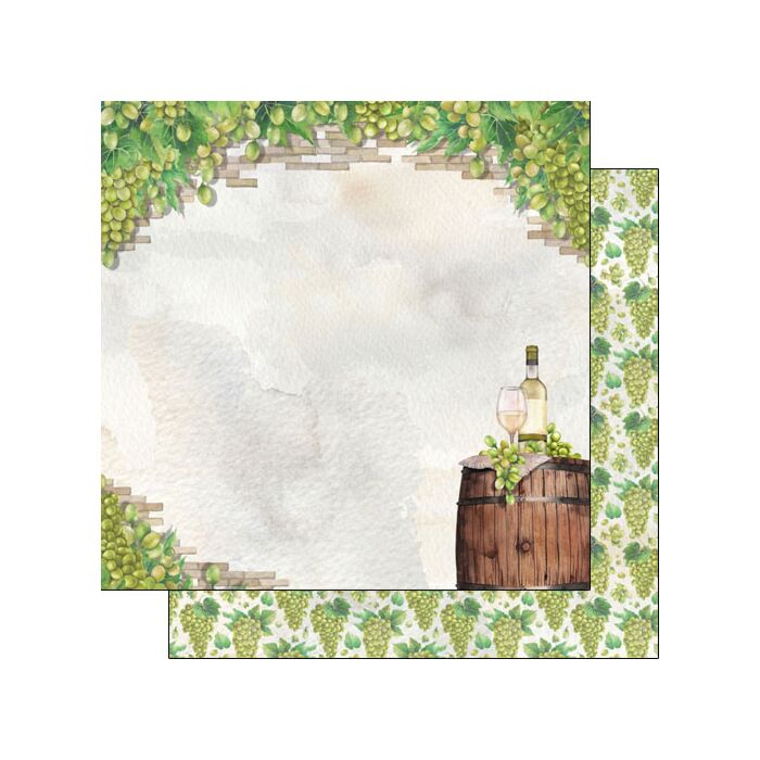 Scrapbook Customs - Double Sided Paper 12 x 12 - White Wine Grapes