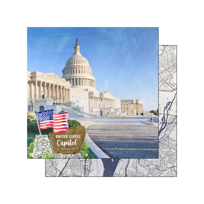Scrapbook Customs Washington D.C. - U.S. Capitol Paper Double-Sided Paper 12 x 12
